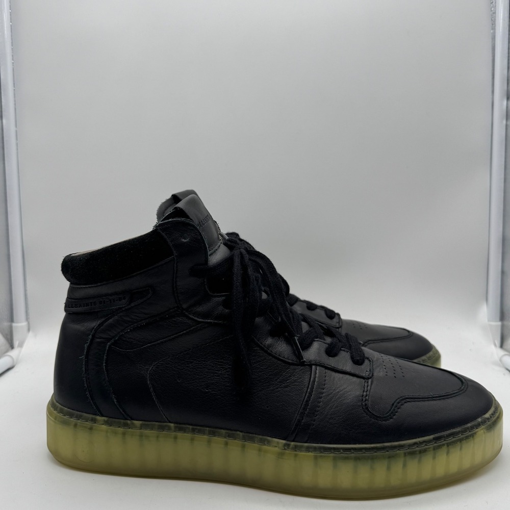 AllSaints Mens S120 Black Leather‎ High Top Sneakers Made in Portugal Size 43
